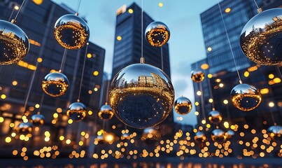 Poster - Intricate Glass Sphere Arrangement, a mesmerizing display of glass spheres reflecting light, creating a vibrant interplay of color and texture.