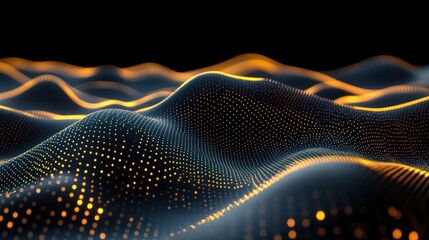 Poster - Dynamic Glowing Particle Waves Abstract Background