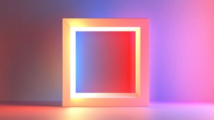 Poster - Glowing neon frame with vibrant color gradient background.