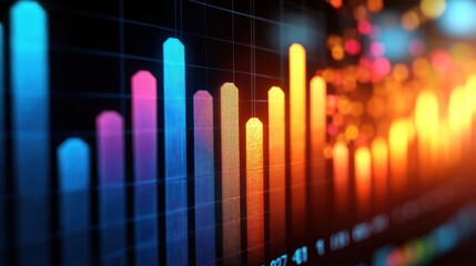 Poster - Dynamic Multicolored Bar Graph Representing Data Growth and Financial Trends