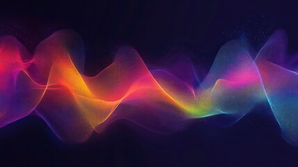 Poster - Abstract colorful wavy lines on dark background.
