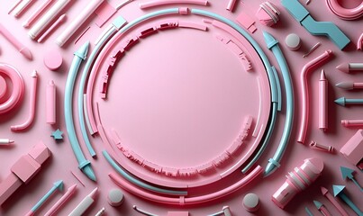 Poster - Digital strategy blueprint, vibrant pink backdrop, modern design elements, innovative approach to online engagement, visually striking concept.