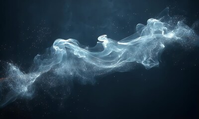 Wall Mural - Ethereal wave of light gracefully flowing through a dark background, creating a sense of movement and tranquility