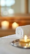 © Hospital man - Relaxing spa experience with soft towels and candles tranquil setting close-up view embracing serenity