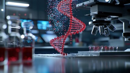 Poster - Exploring dna research breakthroughs in modern laboratories scientific environment macro photography innovative concepts