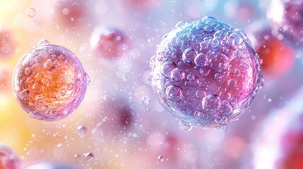Poster - Ethereal Microscopic Spheres with Pastel Hues and Inner Bubbles, Creating a Dreamlike and Scientifically Curious Visual