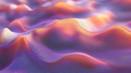 Poster - ethereal particle landscape with glowing hills and soft color gradient