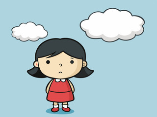 Wall Mural - The girl stands and thinks, vector