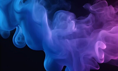 Wall Mural - ethereal smoke swirling in vibrant shades of blue and pink against a dark background, creating a cap