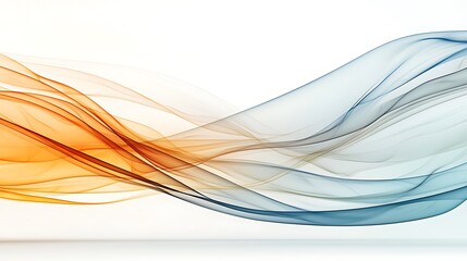 Wall Mural - Abstract orange and blue waves on white background for digital art