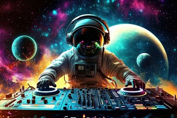 cosmic sounds: dj control panel among stars