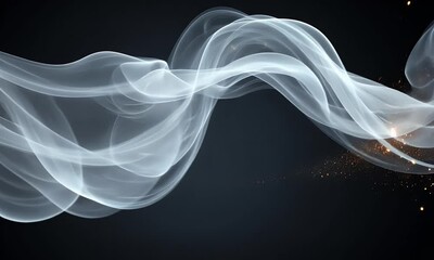 Wall Mural - Ethereal wisps of smoke intertwining gracefully against a dark backdrop, creating a mystical atmosphere with sparkling effects