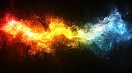 Poster - Fiery and Icy Streams: A Dynamic Abstract Composition of Contrasting Colors and Textures