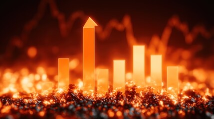 Aufkleber - Fiery Ascent: A Bar Graph Illustrating Significant Growth and Progress