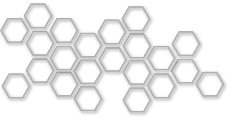 abstract white and grey hexagon technology geometric pattern concept white background. use for templ