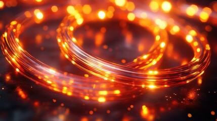 Aufkleber - Fiery Orange Glowing Lights in Circular Motion: Abstract Energy and Intensity