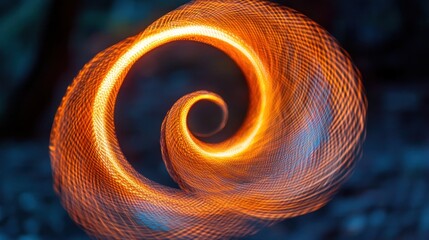 Poster - Fiery Spiral Light Trails: Abstract Art with Dynamic Energy and Intricate Texture