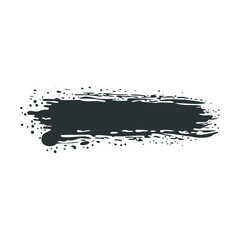Poster - Black ink splatter in flat design. Rough stained brush stroke pattern. Vector illustration isolated.