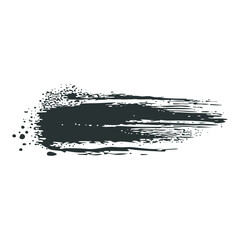 Poster - Black ink splatter in flat design. Messy grunge brush stroke effect. Vector illustration isolated.