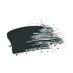 Poster - Black ink splatter in flat design. Rough textured paint brush stroke. Vector illustration isolated.