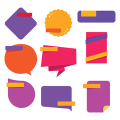 Poster - set of ribbons, stars and stickers for marketing purposes. vector illustration.