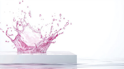 Poster - vibrant splash of pink liquid creates dynamic scene against clean background, evoking freshness and energy