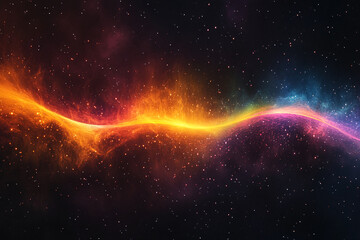 Poster - Vibrant cosmic wave displays ethereal colors against a dark starry background