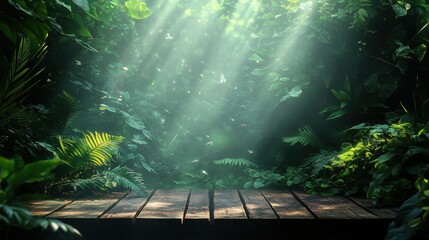 Wall Mural - Serene Forest Scene with Gentle Sunlight and Vibrant Greenery