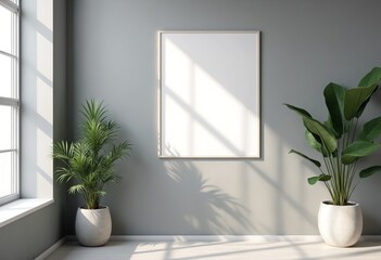 Aufkleber - Gray wall with blank poster