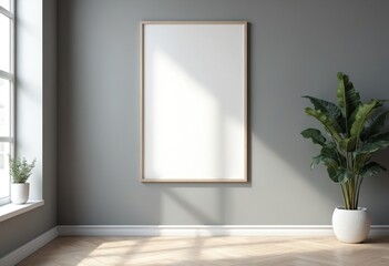 Aufkleber - Gray wall with blank poster