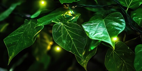 Wall Mural - A close-up view of a plant with green leaves