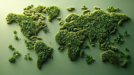 Wall Mural - Global Grassland World Map, Eco-Conscious Design