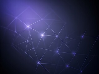 Canvas Print - Abstract glowing network elegantly connects nodes in deep purple hue. AI Generated