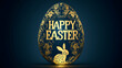 © Hashim - Happy Easter Poster. Rabbit and Egg concept. Aseason of rebirth and new beginnings. Easter celebrations poster art.