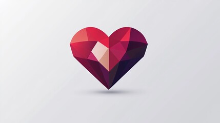 Poster - Abstract Red Polygonal Heart Shape Low Poly Geometric Design Modern Valentine Romance Love Romantic Digital Art Graphic Background Illustration gem pink icon   