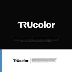 Wall Mural - TEXT trucolor Blue and Black Modern Logo Typography Free Vector