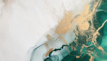 Poster - abstract emerald green and white marble texture with golden metallic accents, perfect for modern home decor or luxury branding designs

