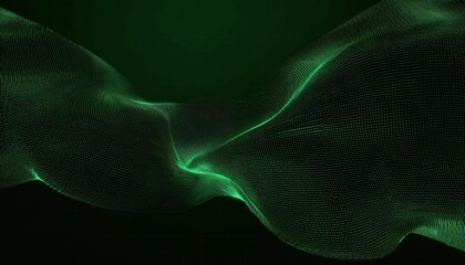 Aufkleber - dynamic green particle wave in dark space, digital flowing motion, abstract energy pattern for technology or design themes