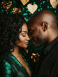 © Creative Valley - Romantic forehead kiss surrounded by glowing emerald and gold tones