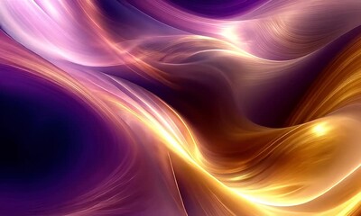 Wall Mural - abstract flowing waves of vibrant colors in shades of purple, gold, and orange creating a mesmerizin