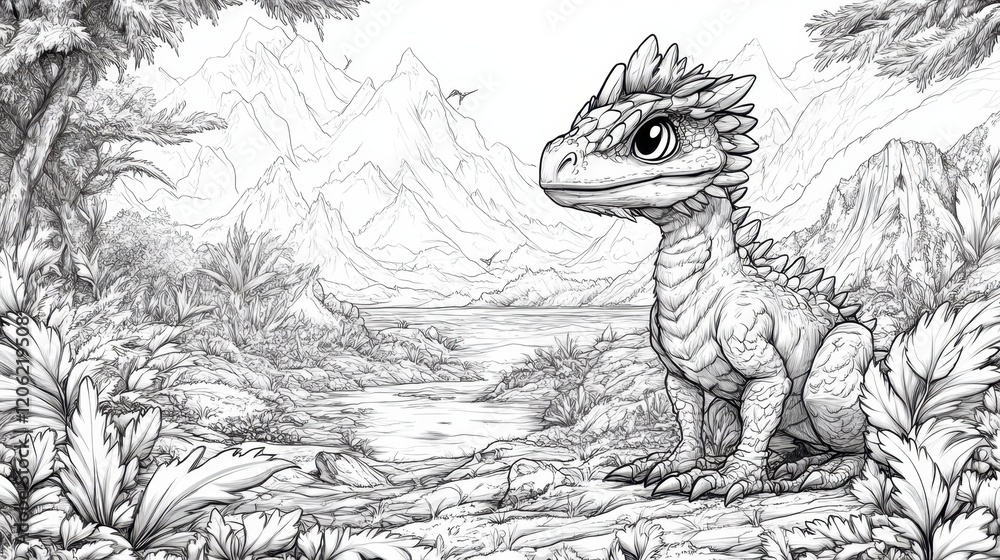 Dragon Maps Colouring In Explore a fantastical landscape with a charming dragon character ready ...