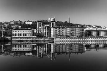 Wall Mural - Urban scene with buildings around the River Saone, Lyon, France