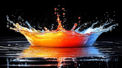 Sticker - Colorful liquids splash up on a reflective surface