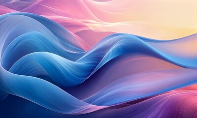 Wall Mural - abstract flowing waves of pink and blue hues create a serene atmosphere, evoking calmness and creati