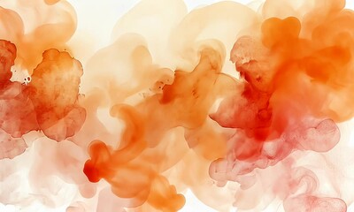 Wall Mural - abstract watercolor texture showcasing vibrant red and orange hues blending seamlessly on a soft whi