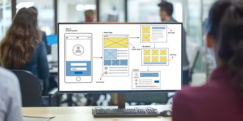 UX UI design process for brisk mobile application and website . Creative prototype of wireframe for professional app developer .
