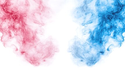 Wall Mural - Red and blue smoke clouds on white background for abstract design