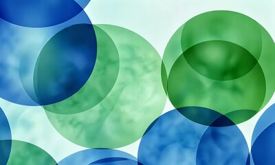 Wall Mural - Abstract design featuring overlapping blue and green circles on a light background, ideal for creative projects and digital art