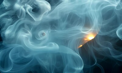 Wall Mural - ethereal blue smoke swirling gracefully in a dark background, creating an atmospheric and mysterious