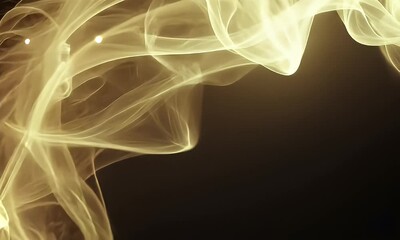 Wall Mural - Ethereal golden smoke swirling gracefully against a dark backdrop, creating a mesmerizing abstract visual effect